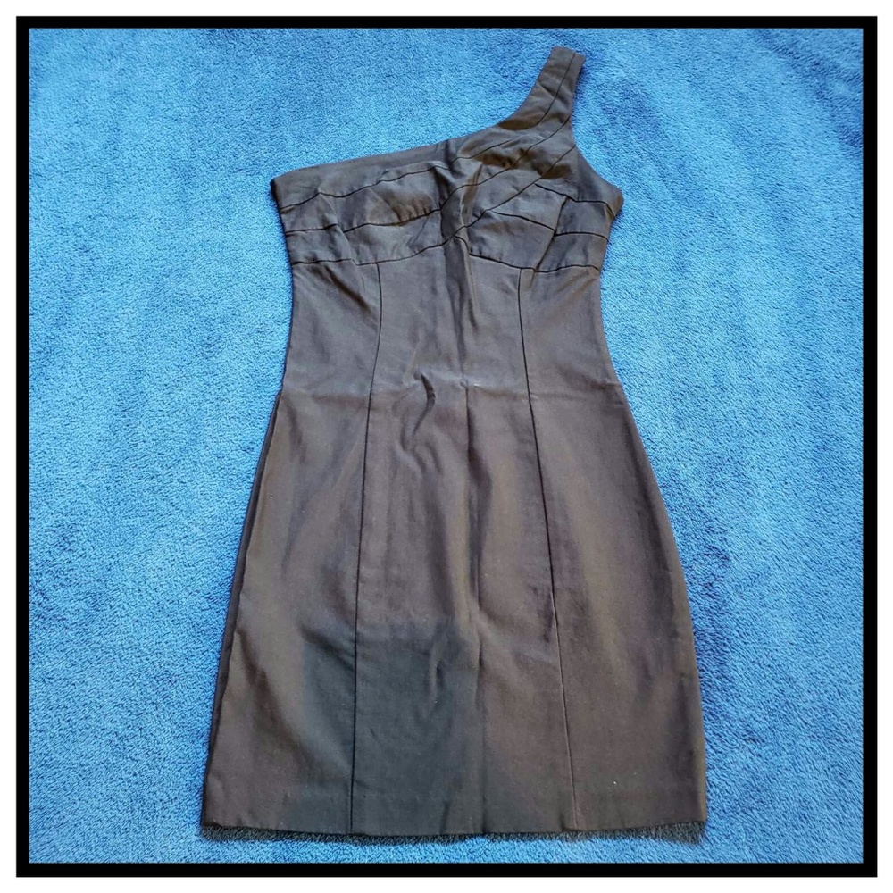 Black one shoulder dress, small